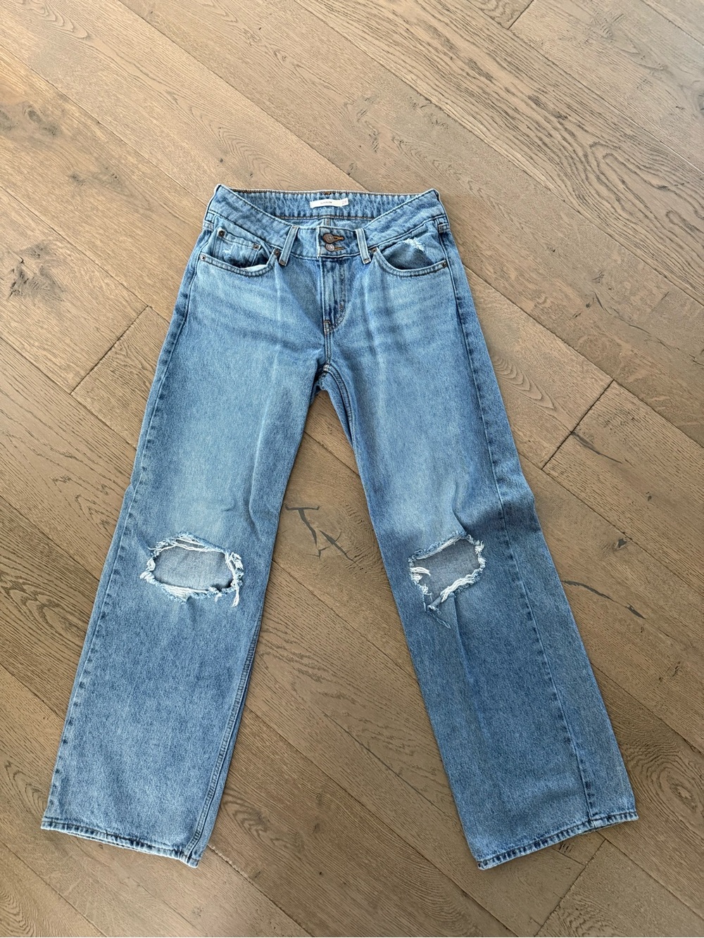 Levi's Light Blue Distressed Superflow Straight Leg Jeans